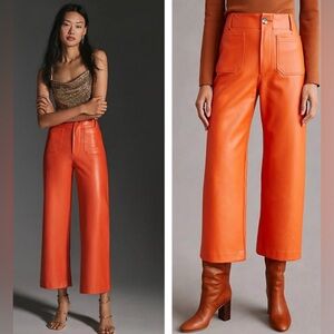 Anthropologie Maeve The Colette Cropped Wide-Leg Faux Leather Pants SIZE 34 EUC